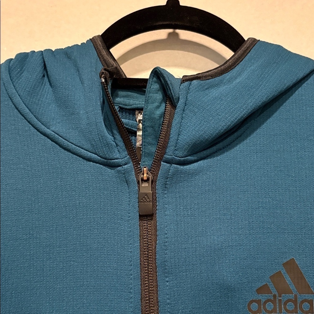 ADIDAS Men's Climawarm full zip training hoodie. Hooded sweatshirt. Small. Blue - Picture 3 of 15